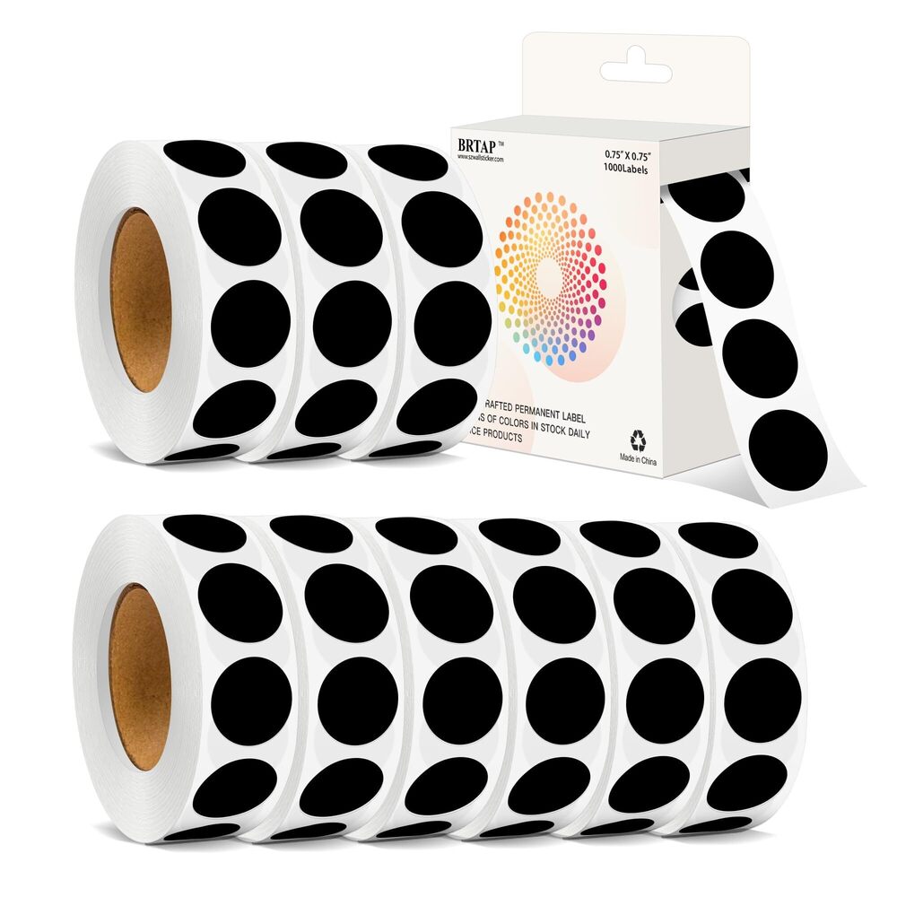 4430 3/4 Inch Round Color Coding Labels - 10 Rolls, 10000 Dots - Permanent